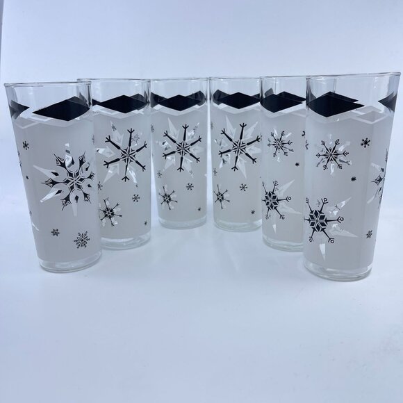 vintage mid century anchor hocking atomic snowflake highball tumbler set of 6 - Picture 1 of 5